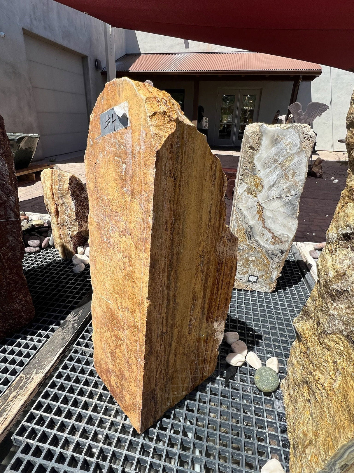 Red Travertine Onyx Fountain - Corner Cut
