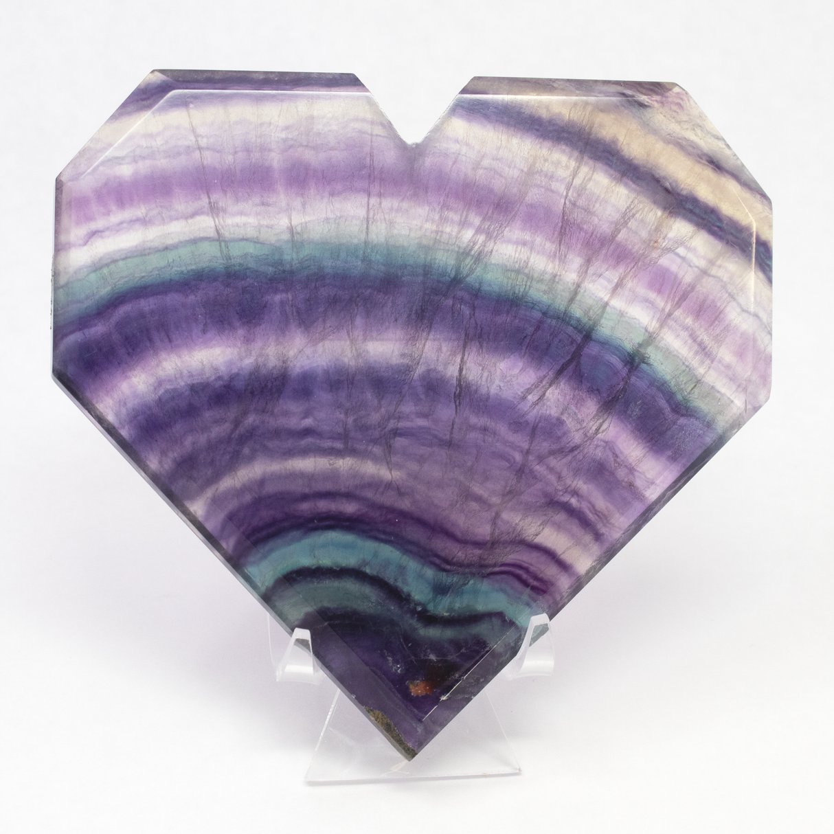 Rainbow Fluorite Heart - Flat with Faceted Faces