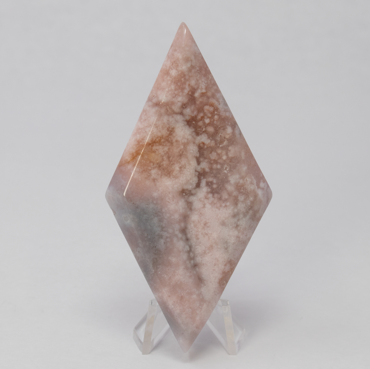 Flower Agate Diamond Shape with Metal Stand