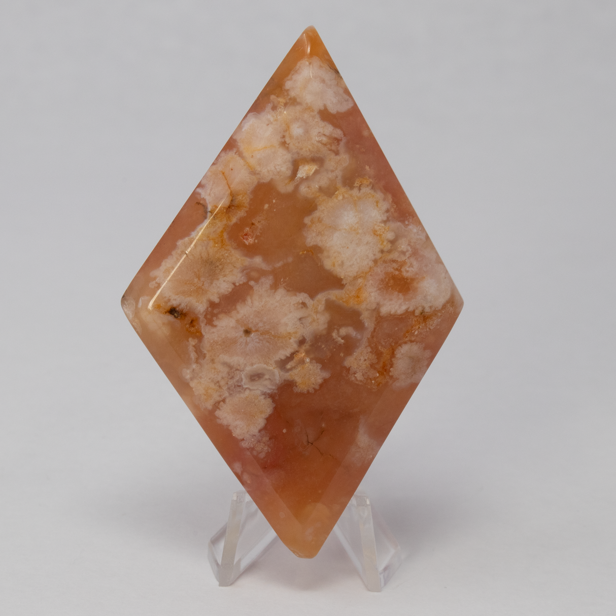 Flower Agate Diamond Shape with Metal Stand