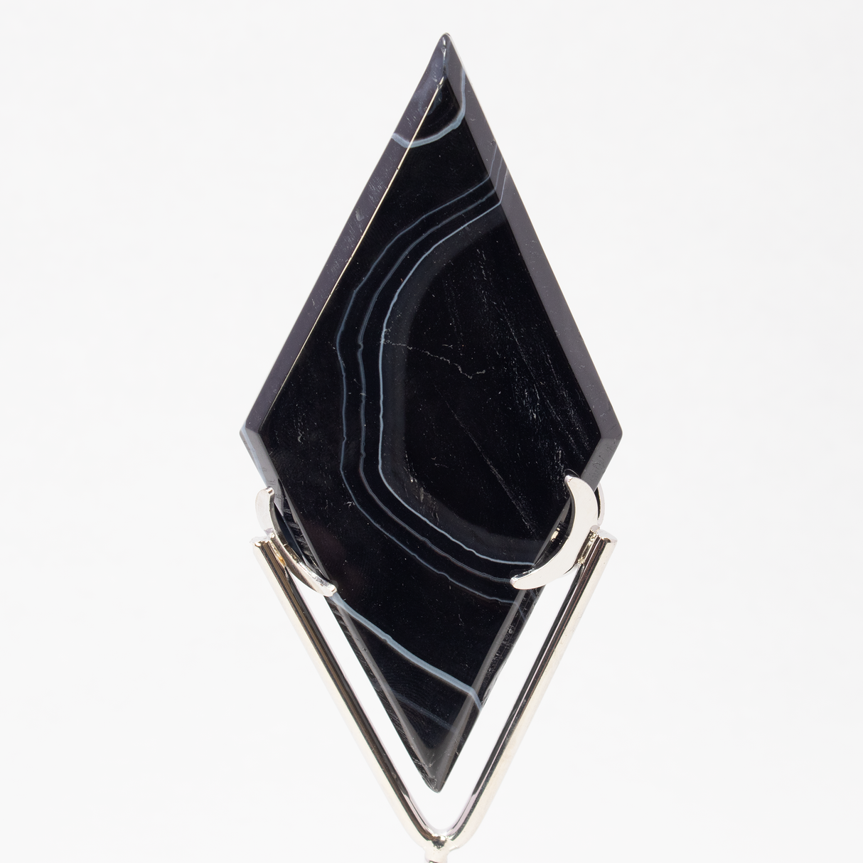 Sard Onyx Diamond Shape on Metal Stand