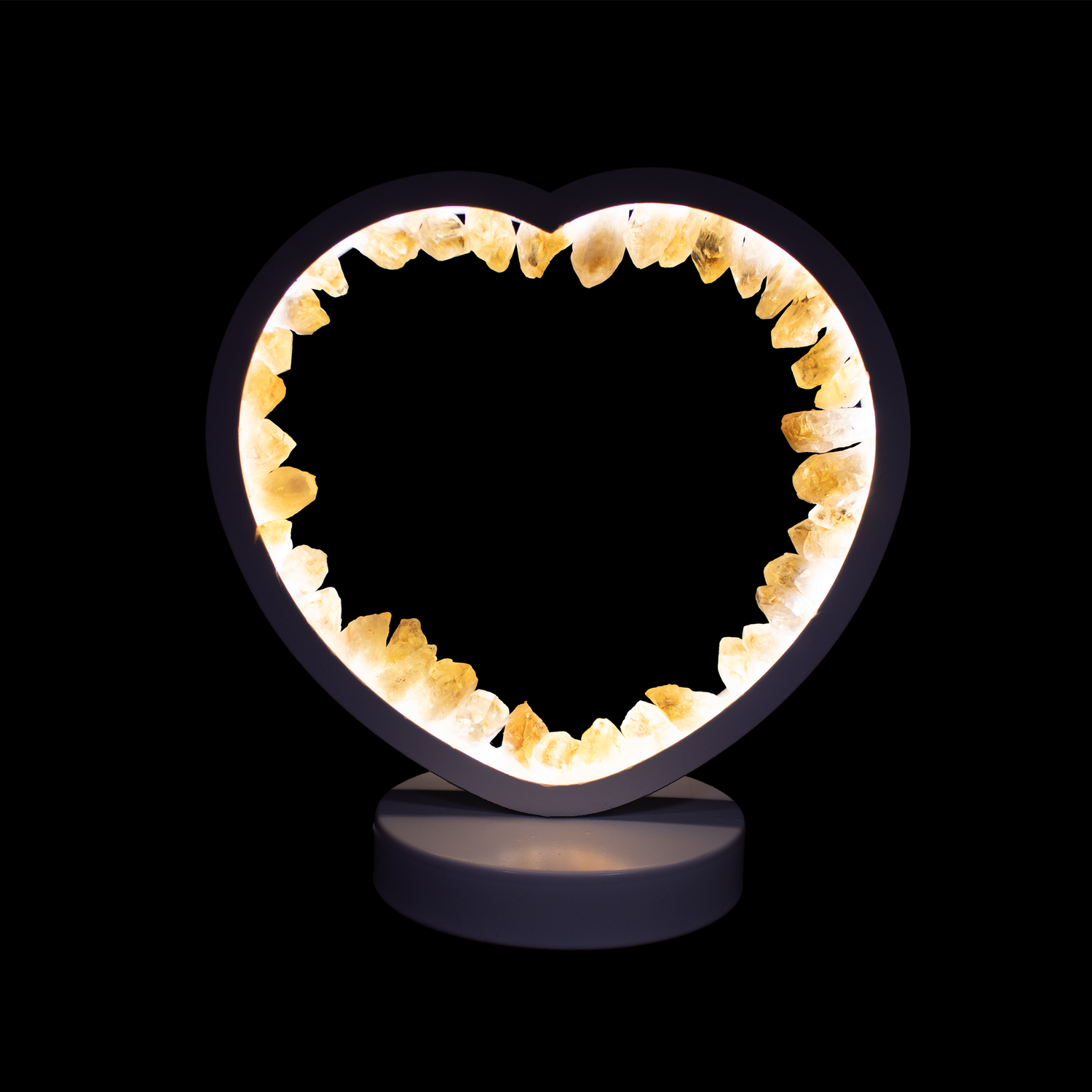 Citrine Crystal Heart Luminary with White Light & Cord