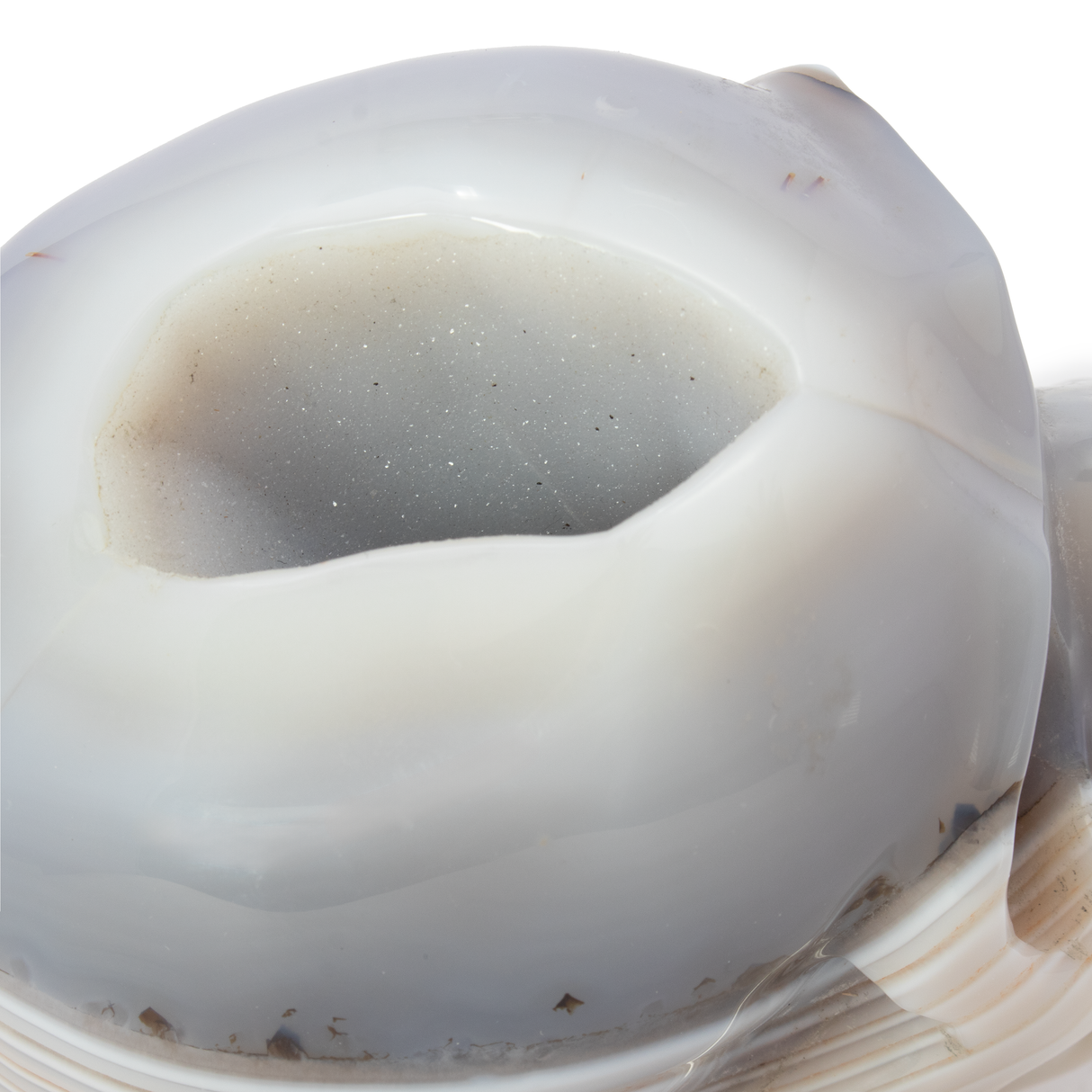 Agate Druze Geode Skull Carving