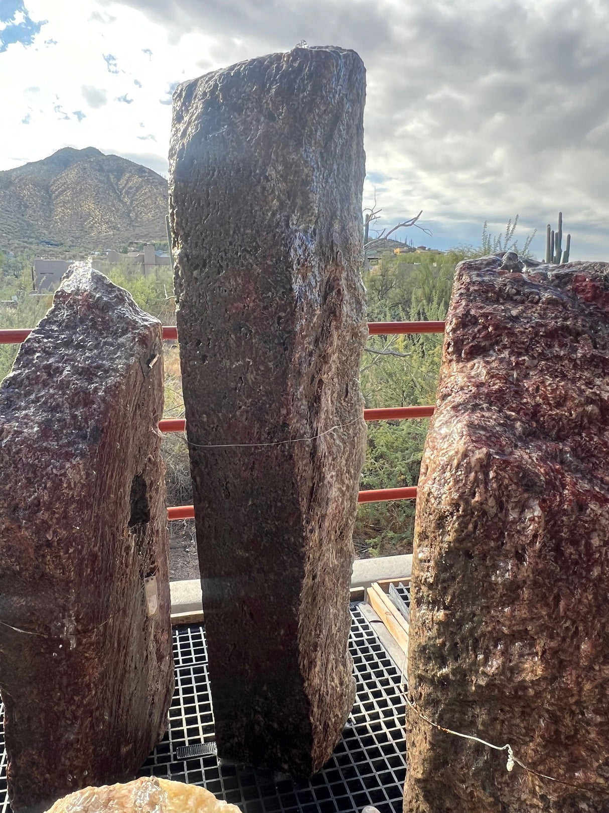 View of Black Zebra Onyx Pillar With 2 Cut Sides