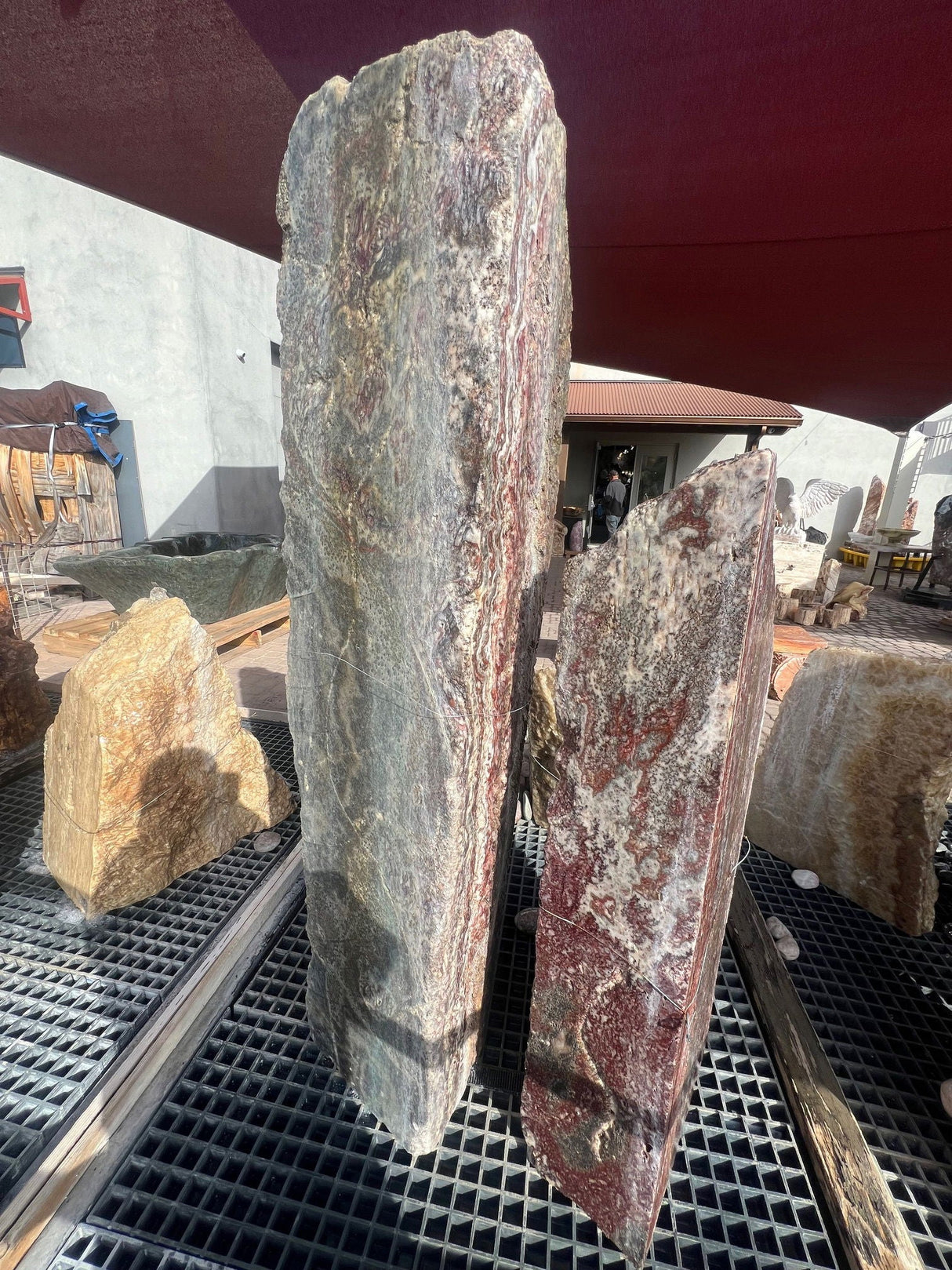 Black Zebra Onyx Pillar With 2 Cut Sides