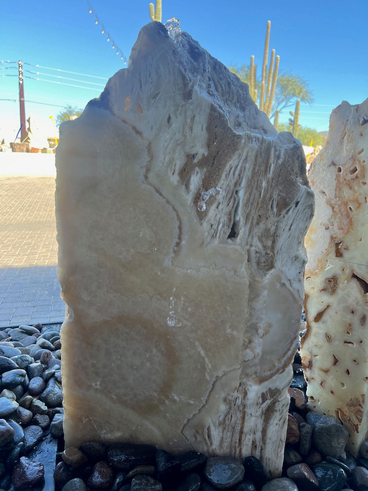 View of Fossil Onyx Fountain - 2 Cut Sides With Tapered Top