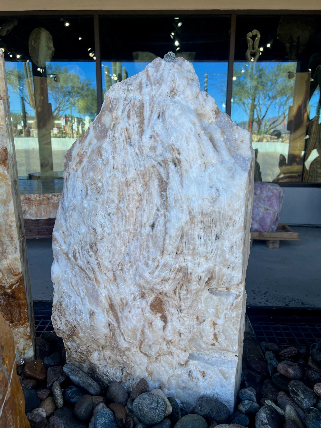 Fossil Onyx Fountain - 2 Cut Sides With Tapered Top