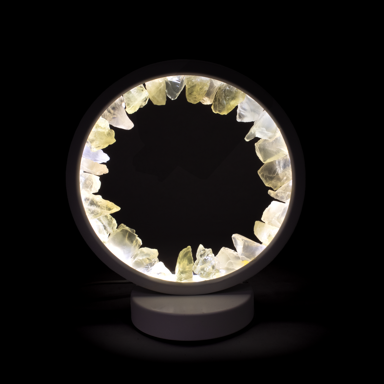 Citrine Crystal Ring Luminary - Round with White Light & Cord
