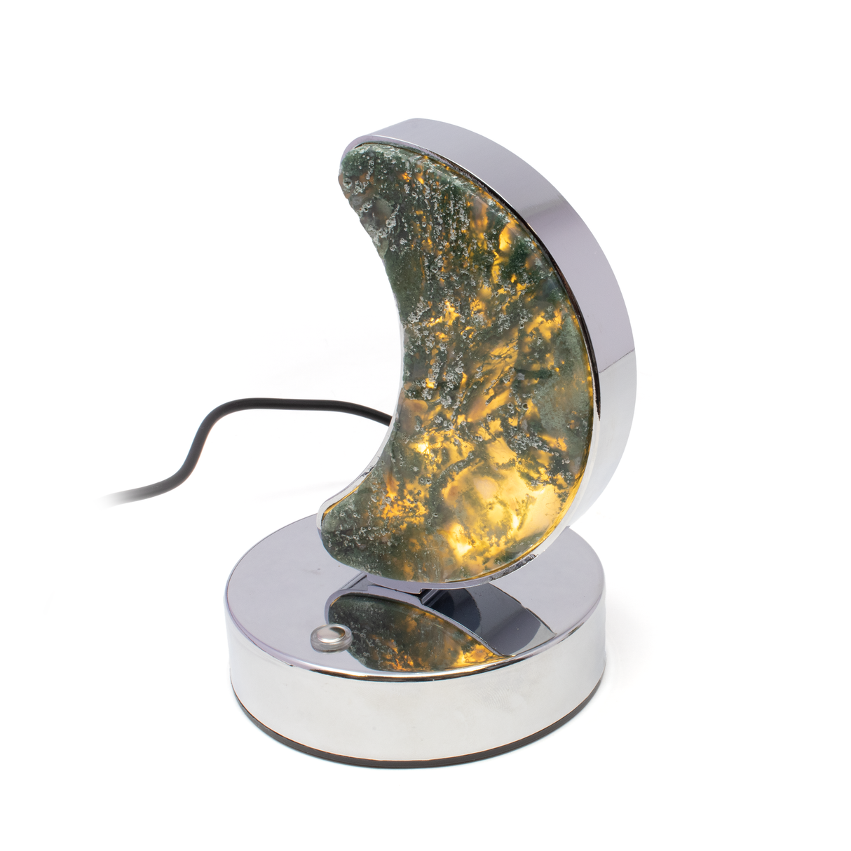 Moss Agate Moon Luminary - 2 Slices set in Light Box