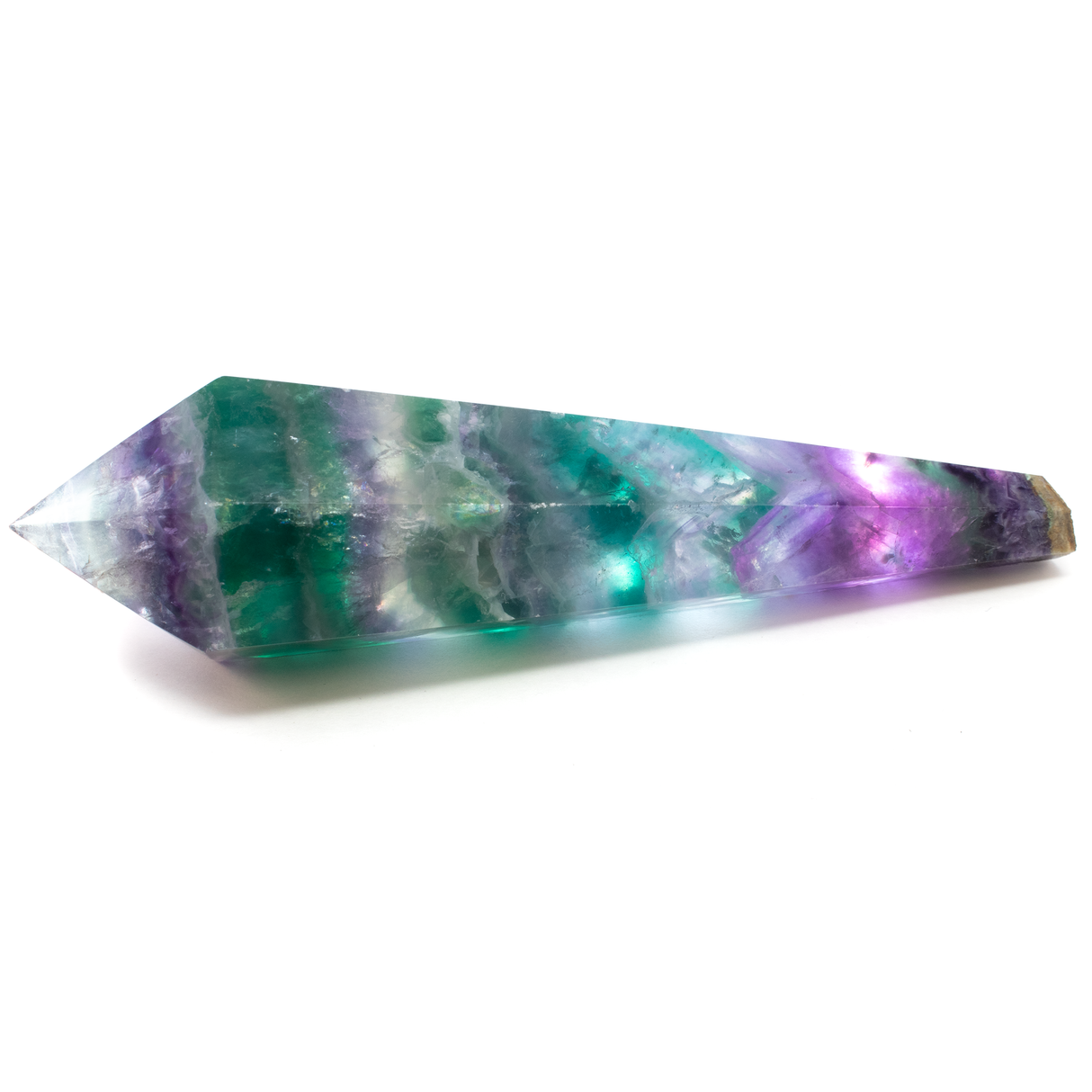 Rainbow Fluorite Tapered Point with Stainless Steel Spiral Stand