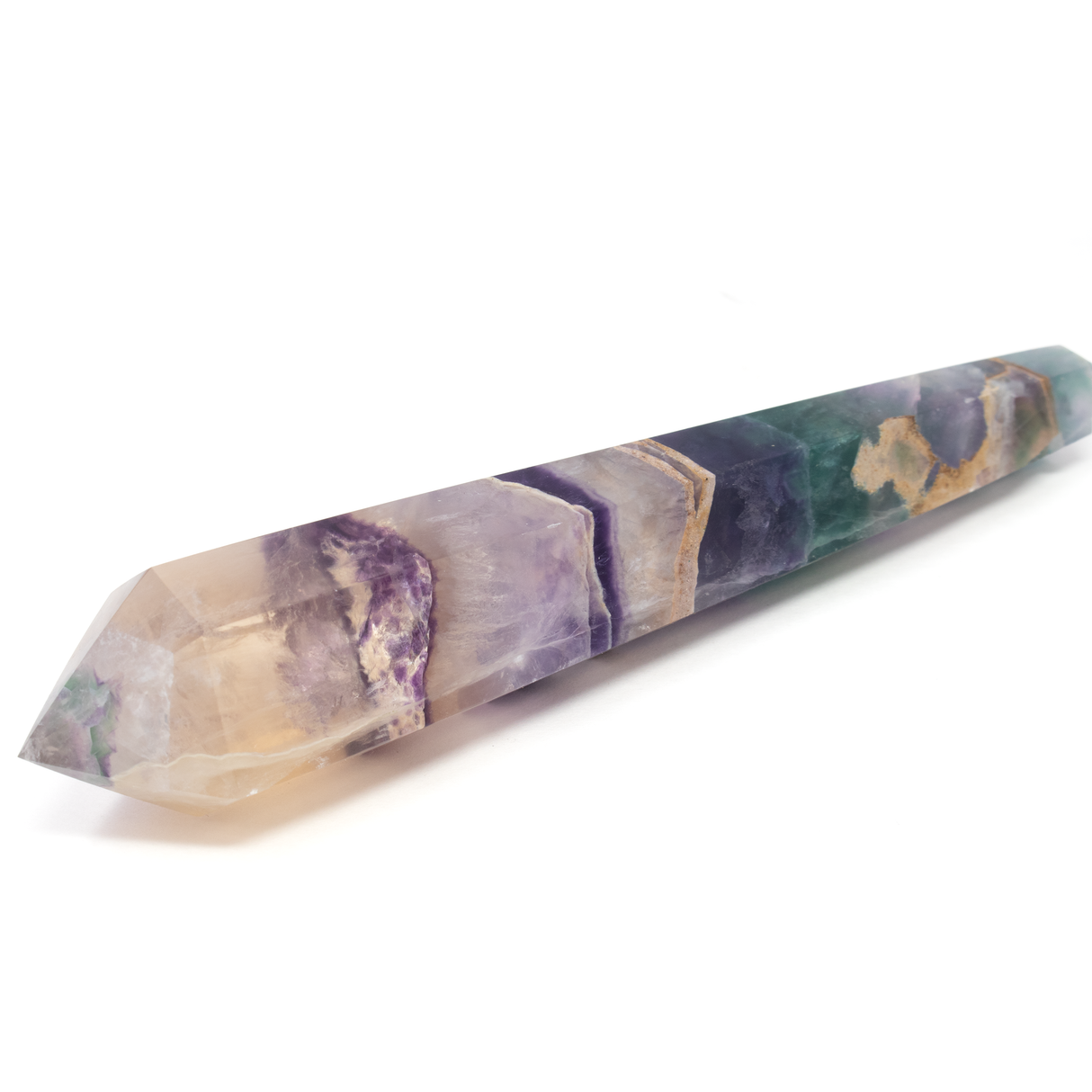Rainbow Fluorite Tapered Point with Stainless Steel Spiral Stand