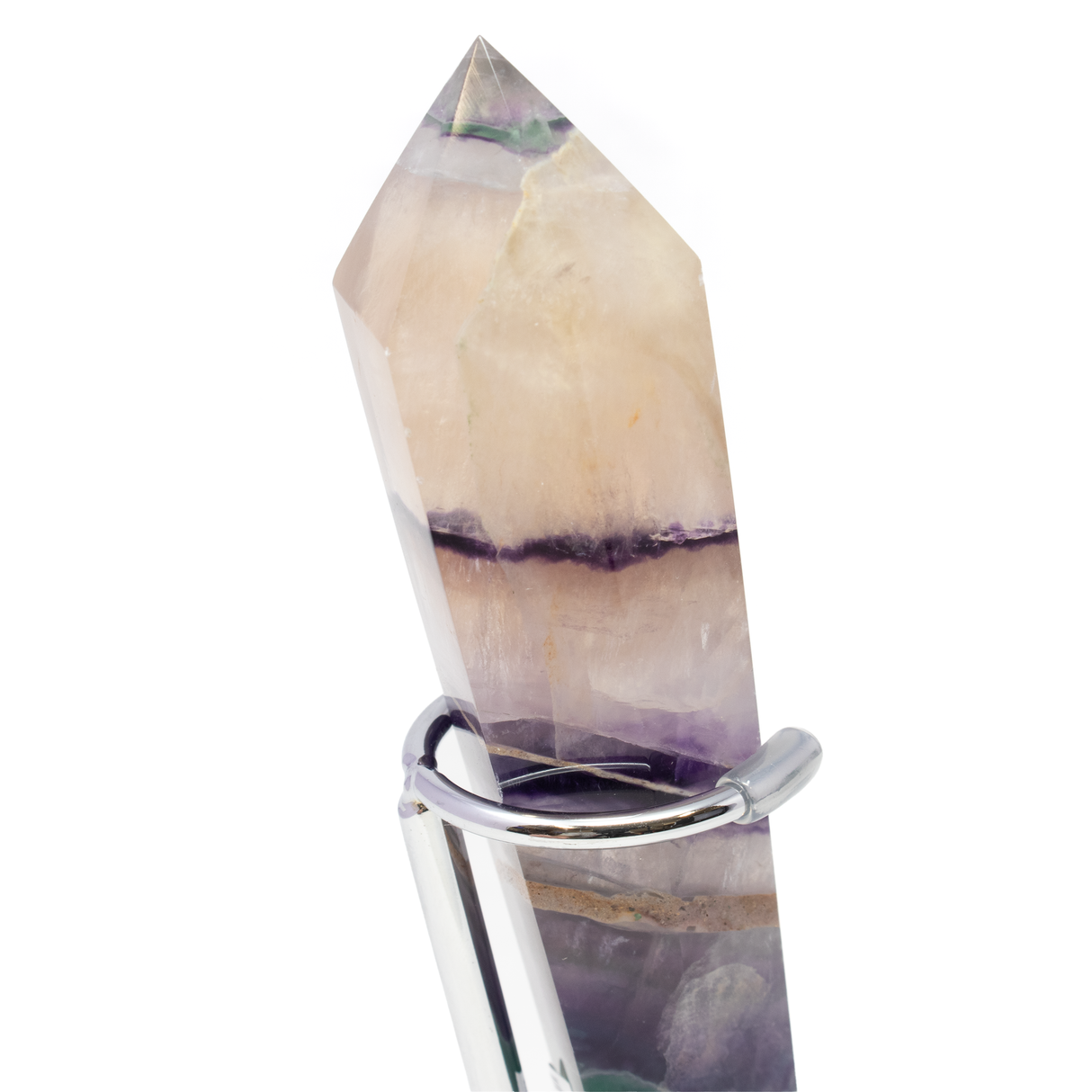 Rainbow Fluorite Tapered Point with Stainless Steel Spiral Stand
