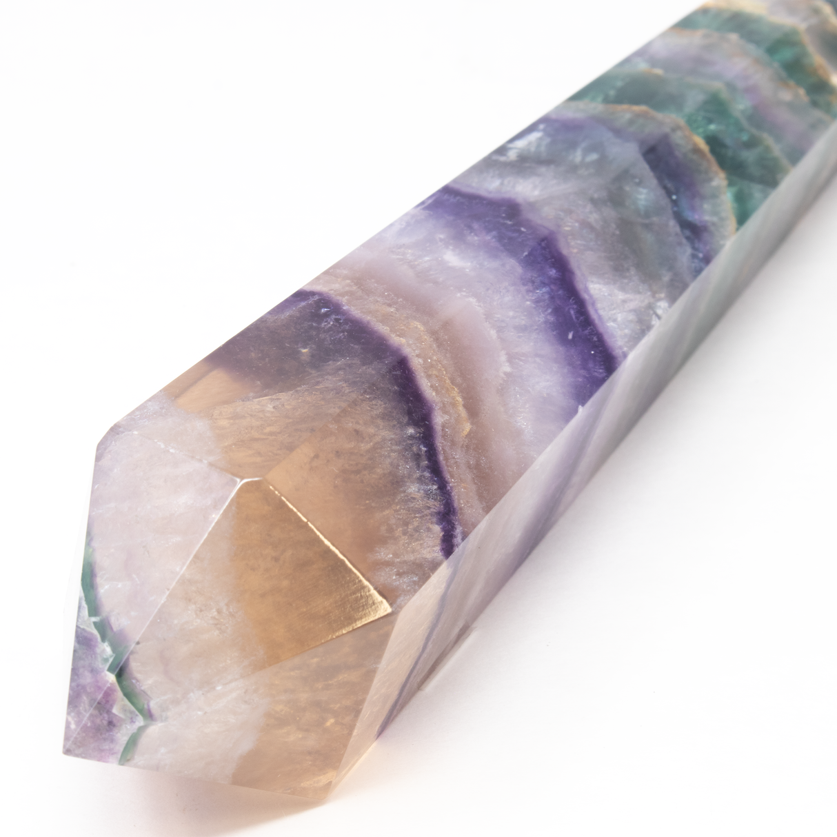 Rainbow Fluorite Tapered Point with Stainless Steel Spiral Stand