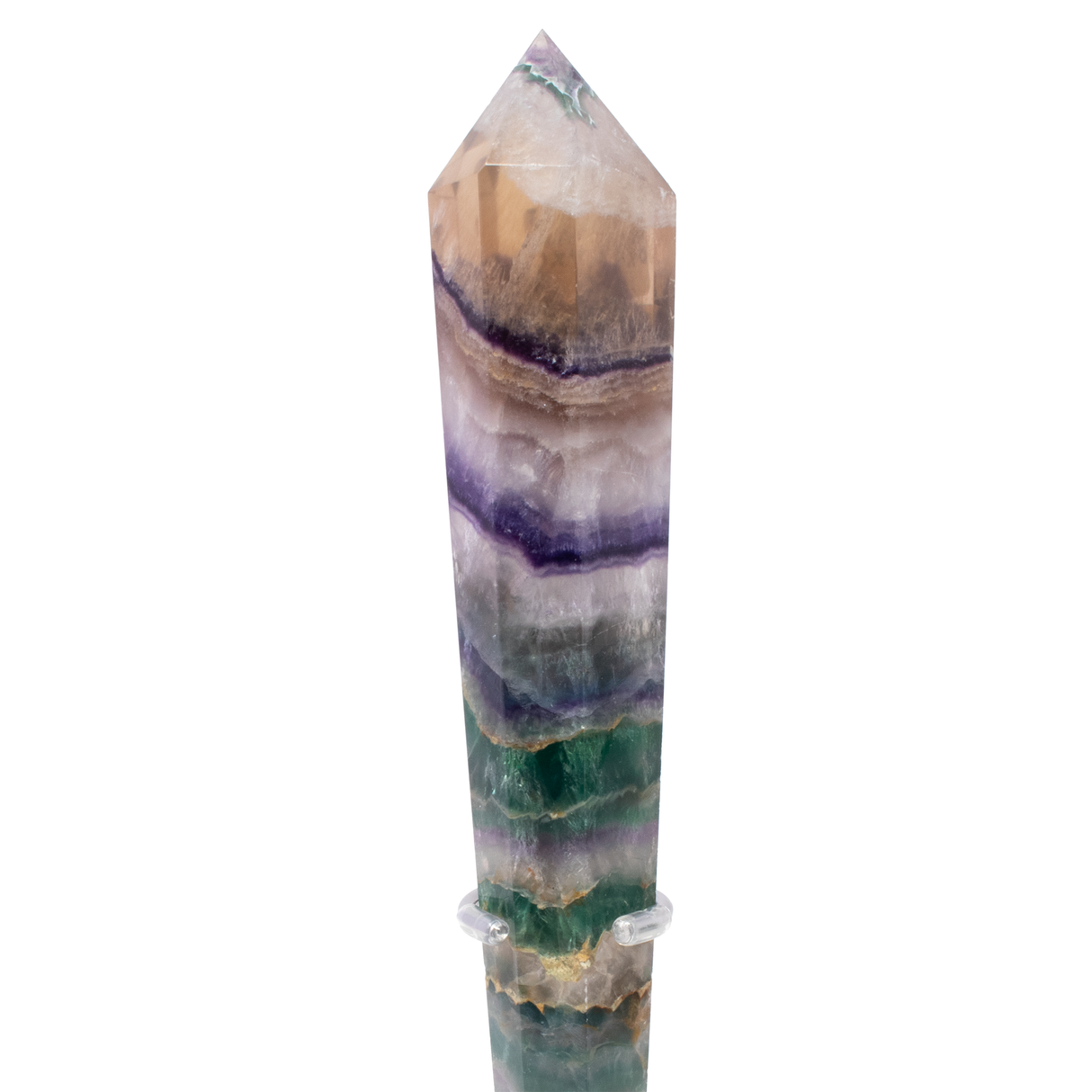 Rainbow Fluorite Tapered Point with Stainless Steel Spiral Stand