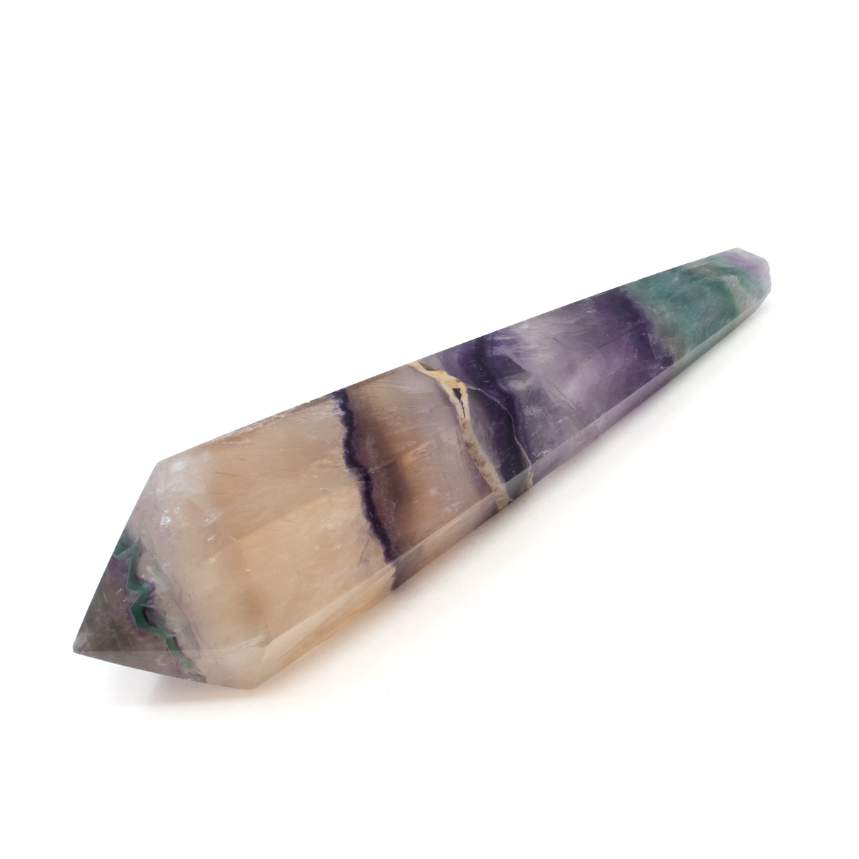 Rainbow Fluorite Tapered Point with Stainless Steel Spiral Stand