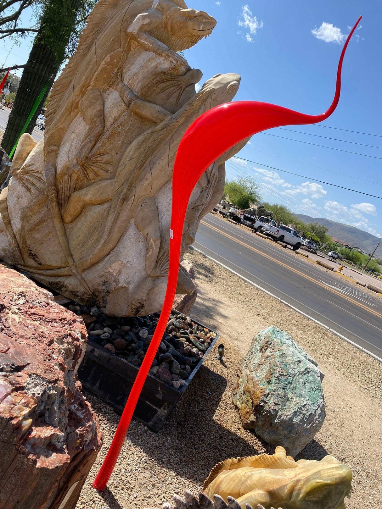 Outdoor Blown Glass Bulb Pod - Red