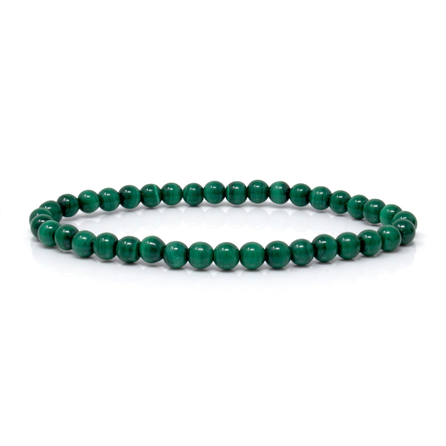 Malachite 4mm Round Beaded Bracelet
