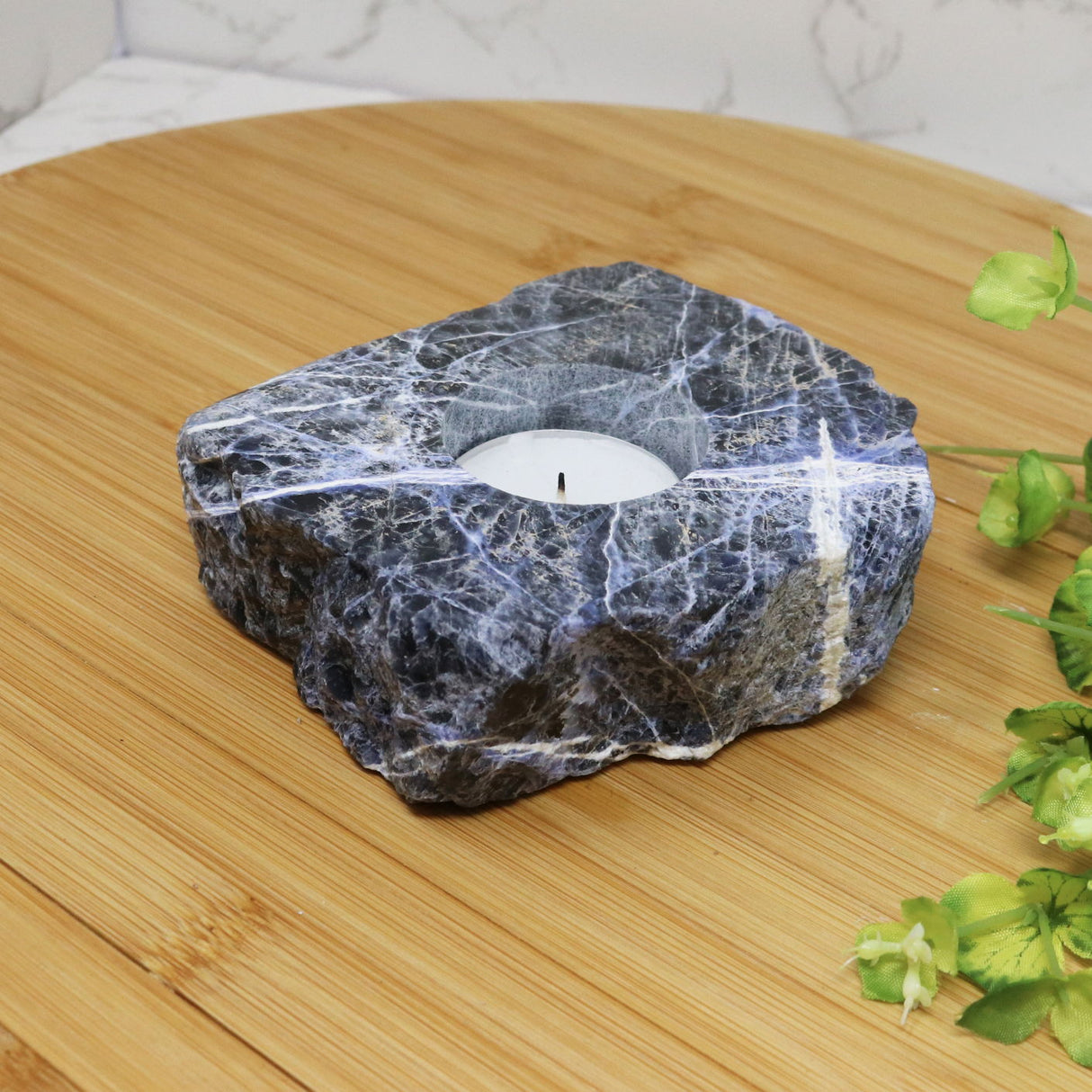 Sodalite Candle Holder - Polished Top