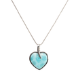 View of Larimar Necklace - Heart Cabochon with 925 Sterling Silver Bezel & Long Bail with Rhodium Box Chain