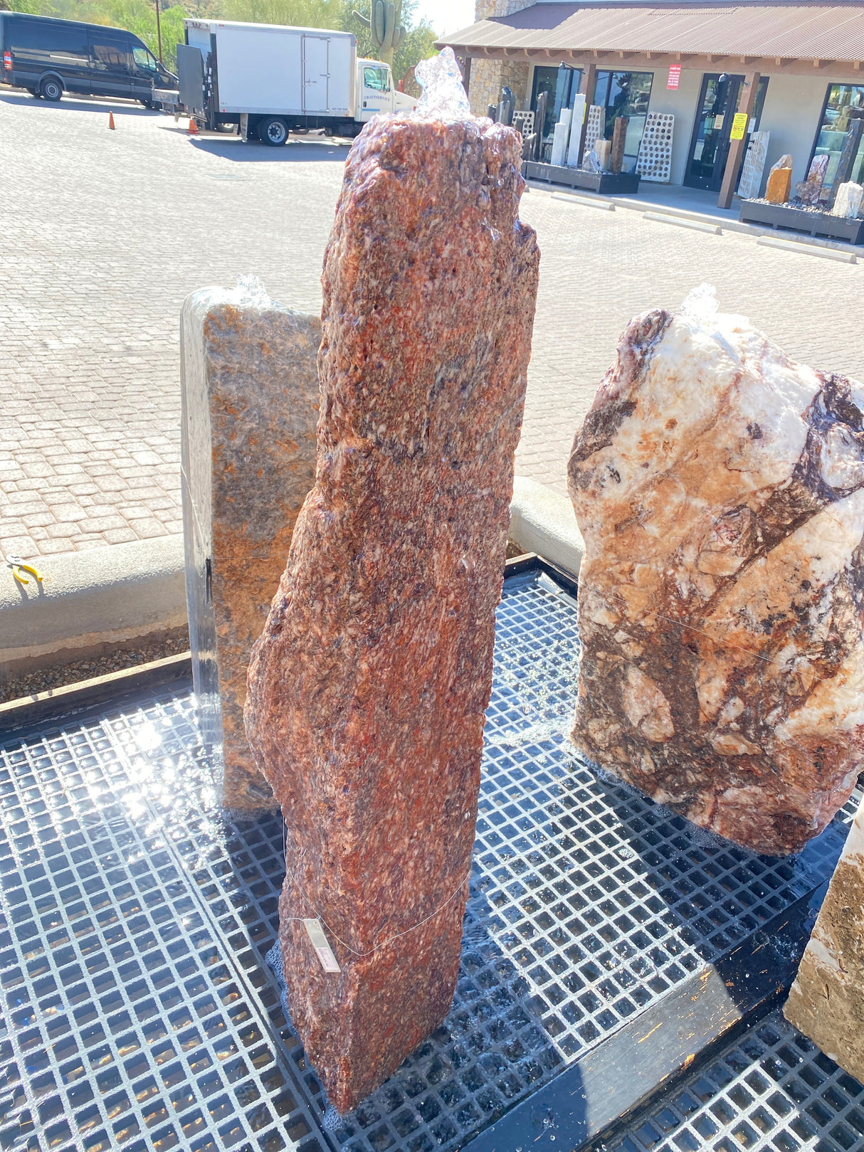 Black Zebra Fountain - Narrow Pillar