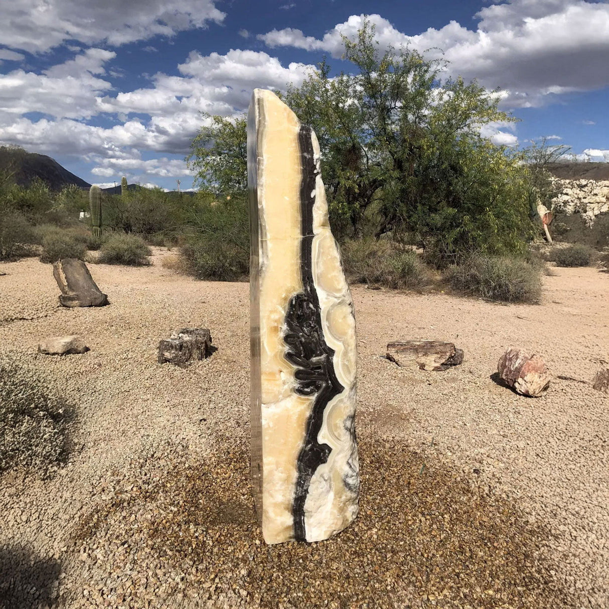 View of Zebra Onyx Pinnacle Column Fountain