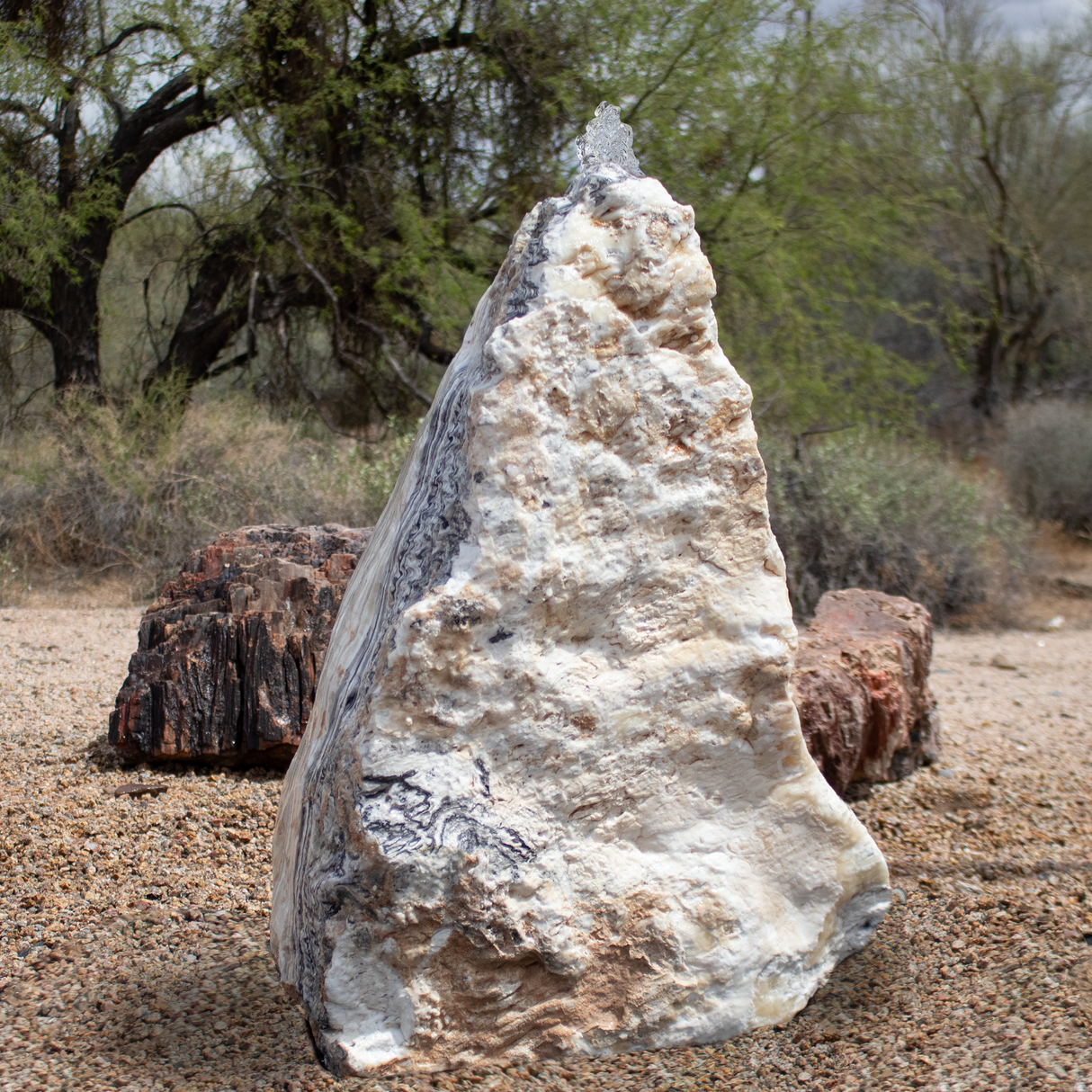 View of Zebra Onyx Boulder Fountain - Pointed with Striking Zebra Patterns