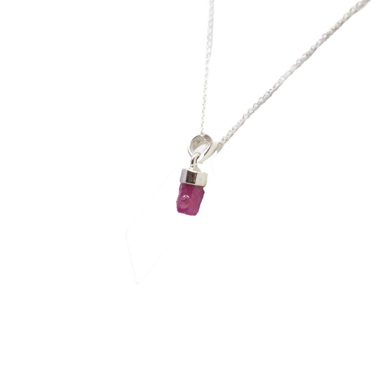 Ruby Pendant - Rough Freeform with 925 Sterling Silver Lantern Top bezel