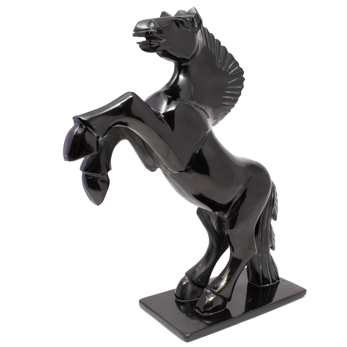Black Marble Horse Carving -Rearing