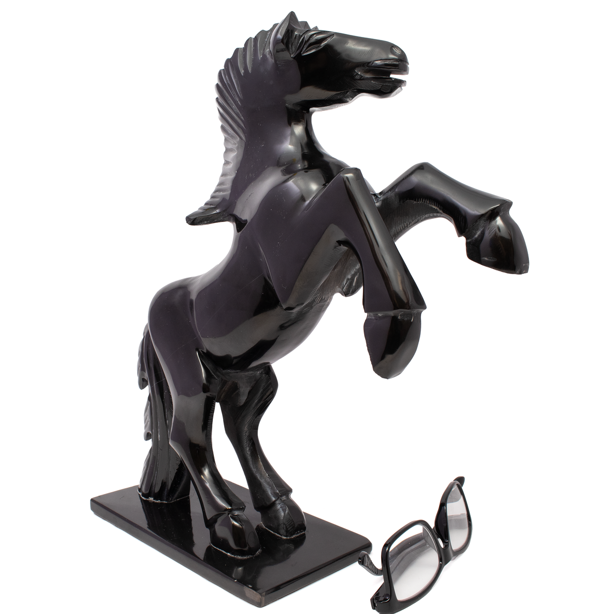 Black Marble Horse Carving -Rearing