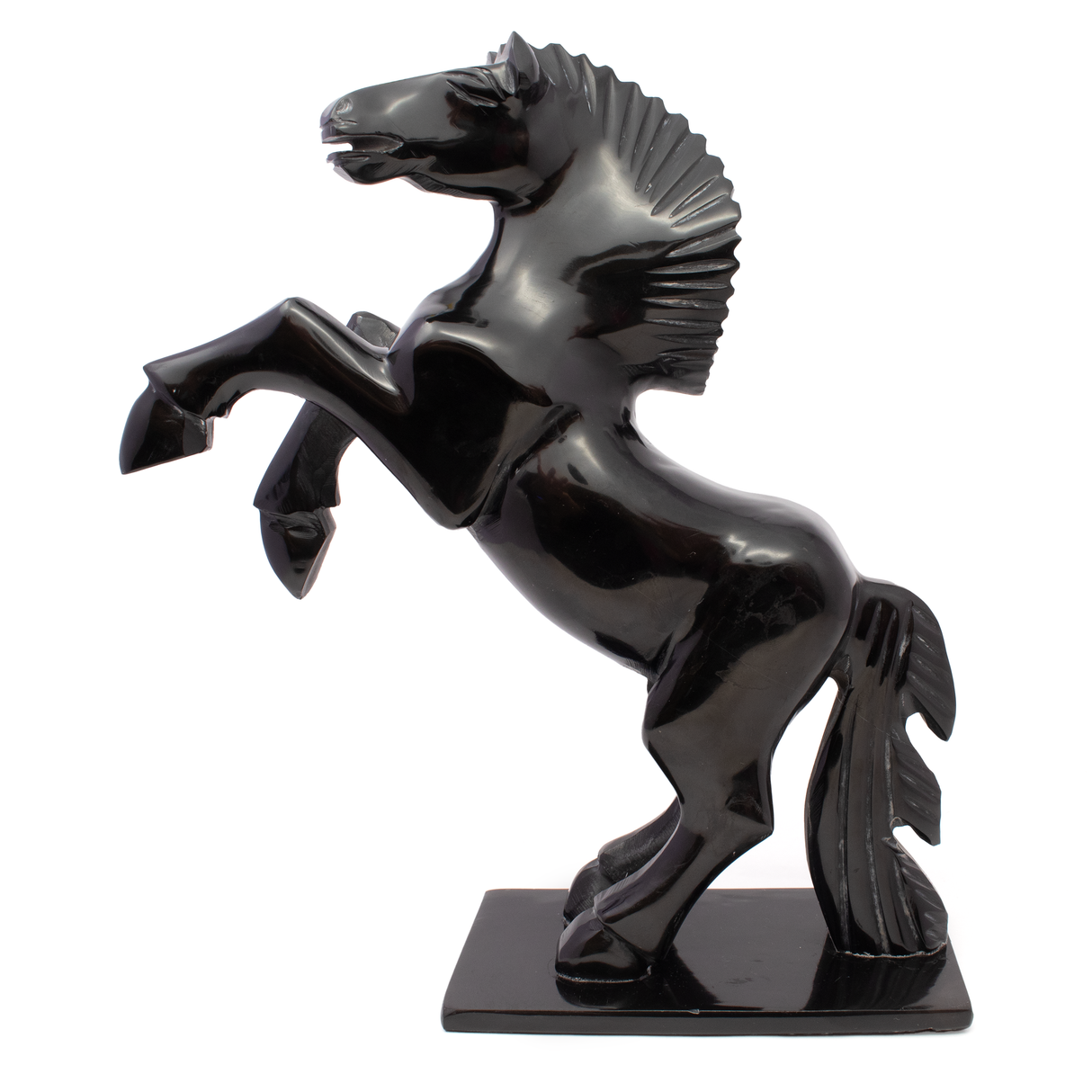 View of Black Marble Horse Carving -Rearing