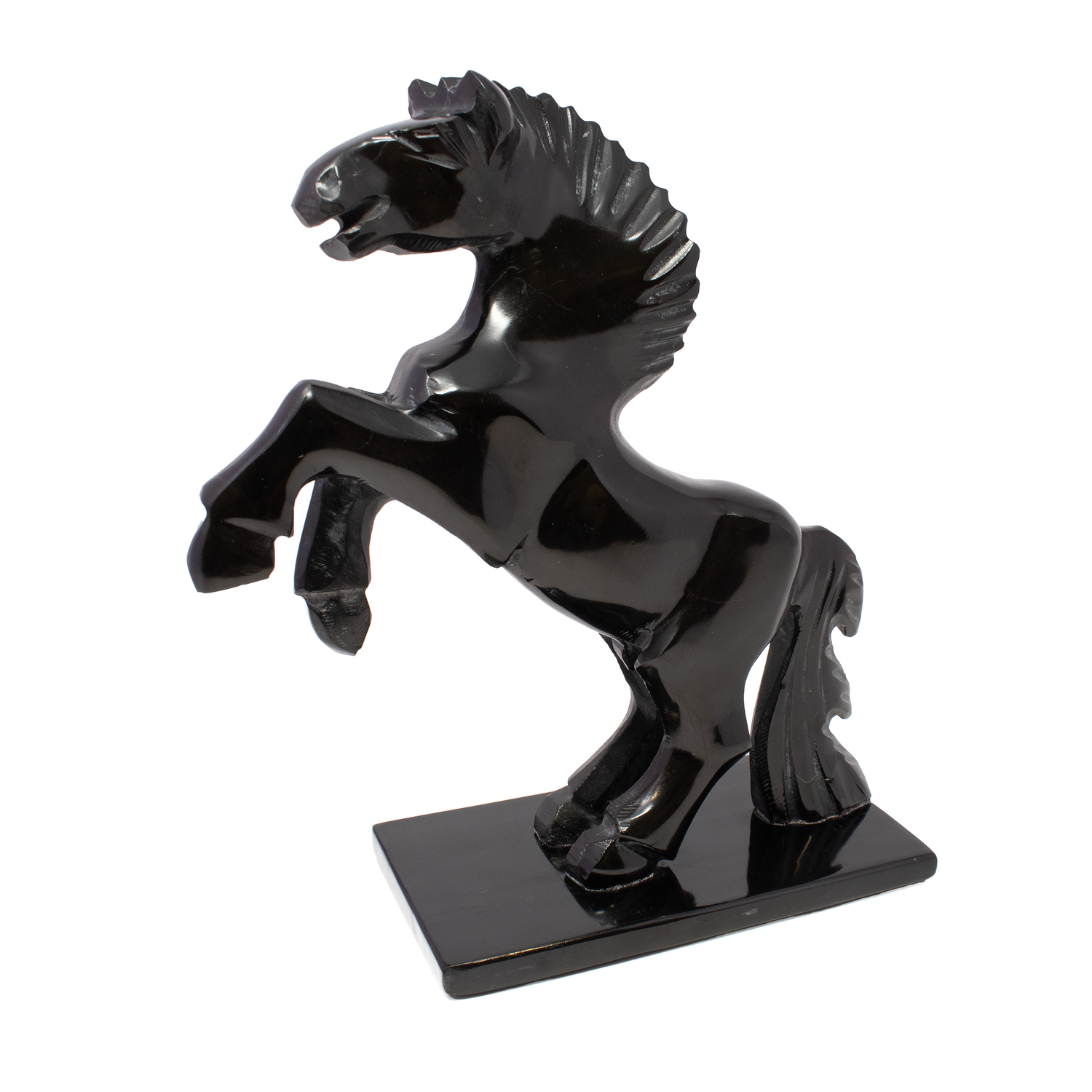 Black Marble Horse Carving -Rearing