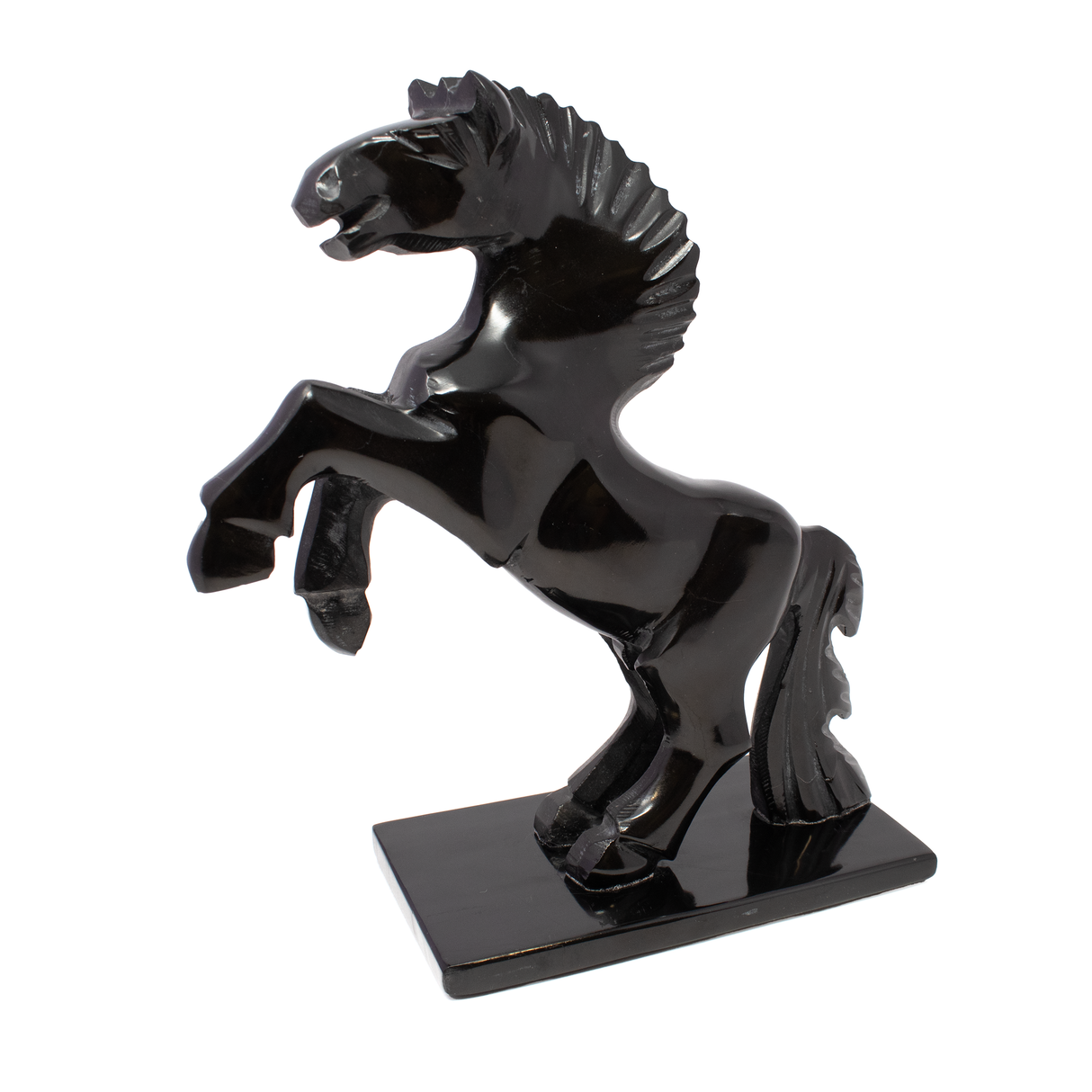 Black Marble Horse Carving -Rearing