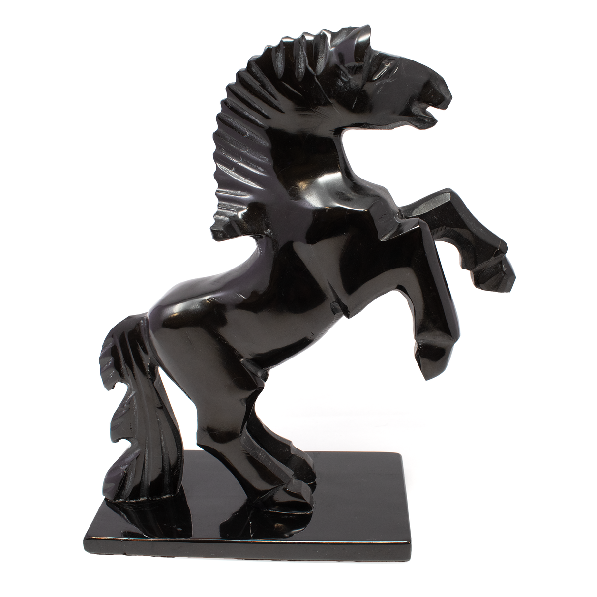View of Black Marble Horse Carving -Rearing