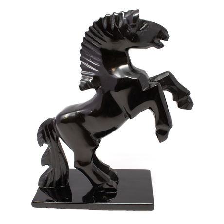 View of Black Marble Horse Carving -Rearing