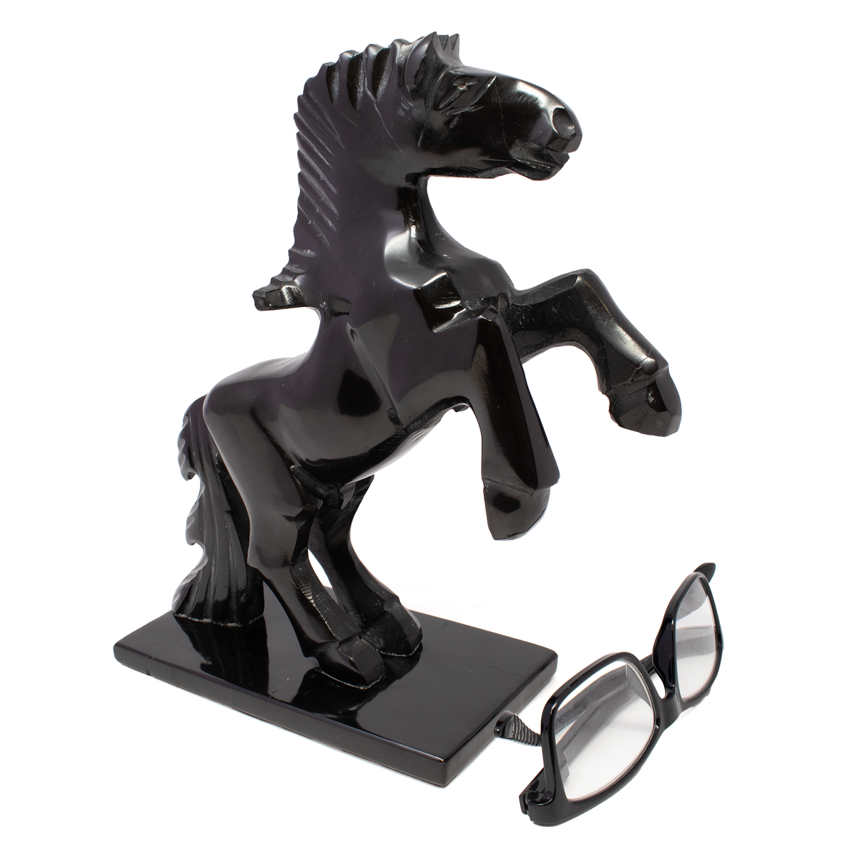 Black Marble Horse Carving -Rearing