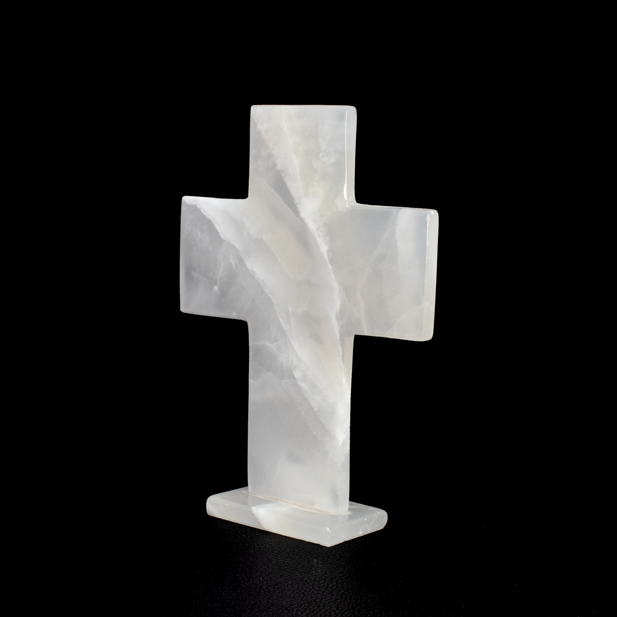 Ice Amber Onyx Cross Carving