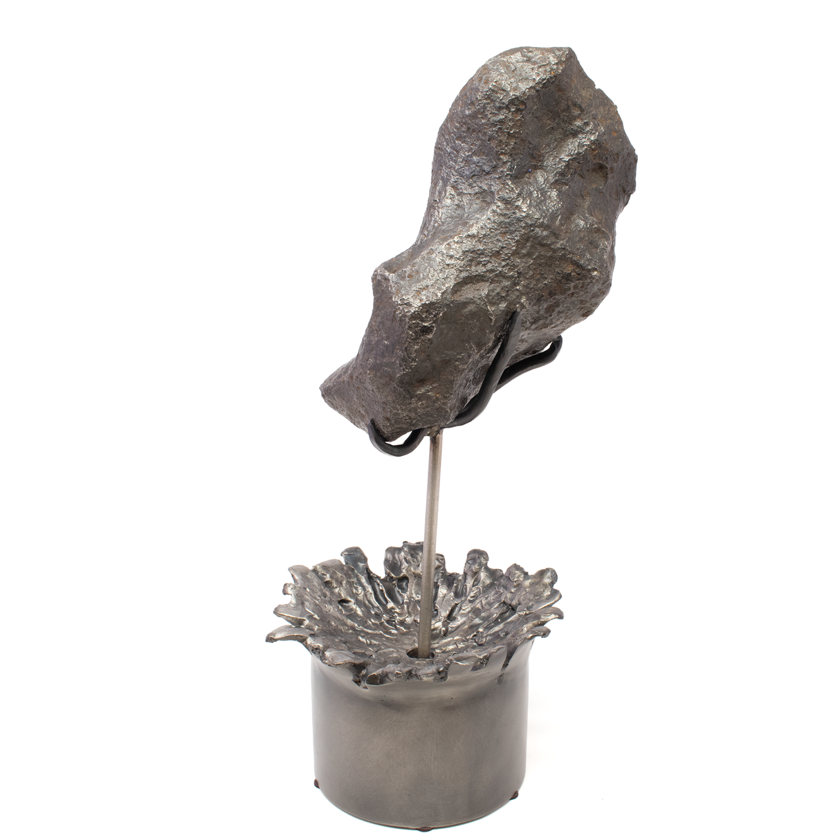 Campo de Cielo Meteorite on Custom Rotating "Impact" Stand (round) - From Argentina