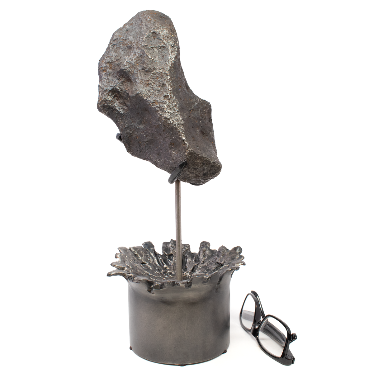 Campo de Cielo Meteorite on Custom Rotating "Impact" Stand (round) - From Argentina