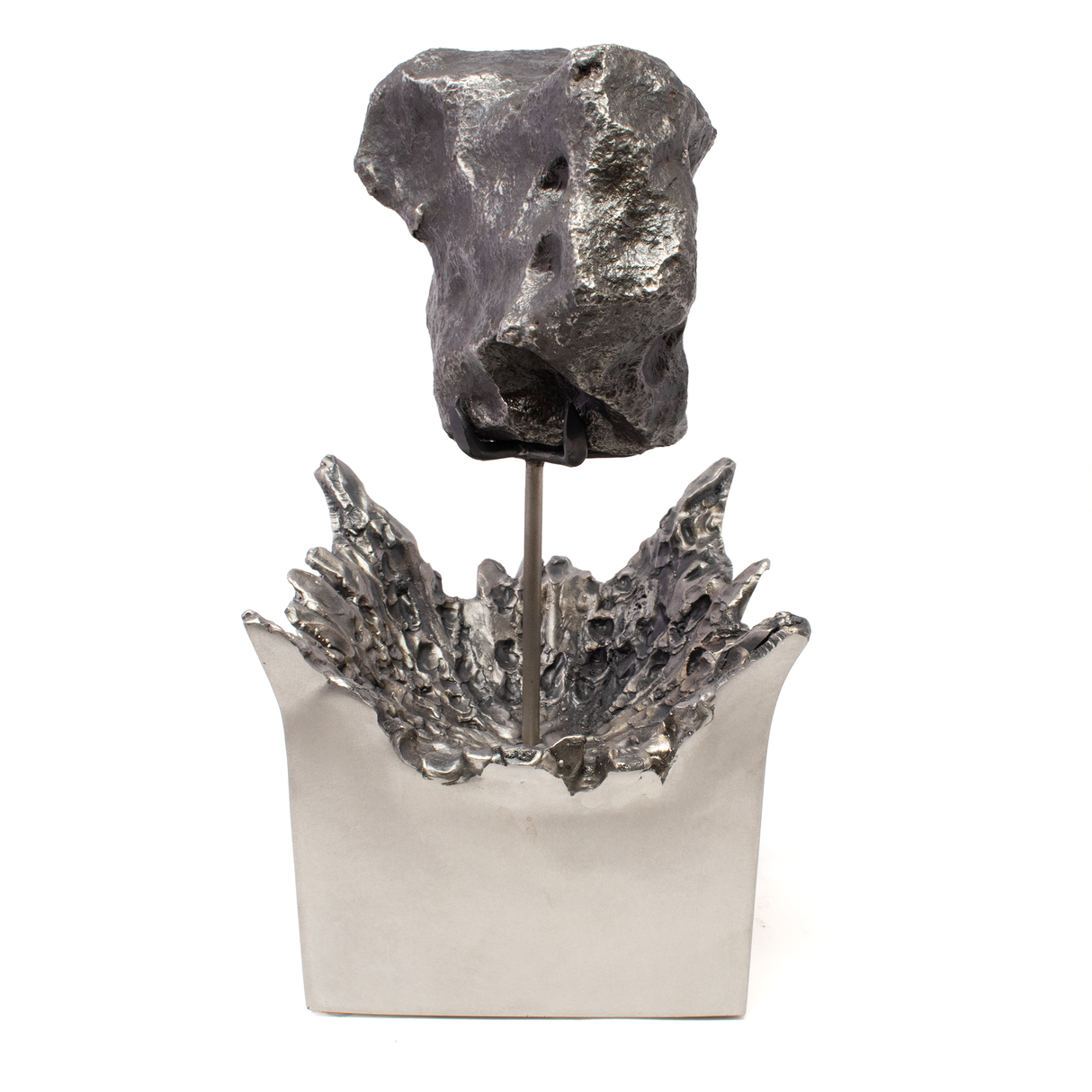 Campo de Cielo Meteorite on Custom Rotating "Impact" Stand (square) - From Argentina