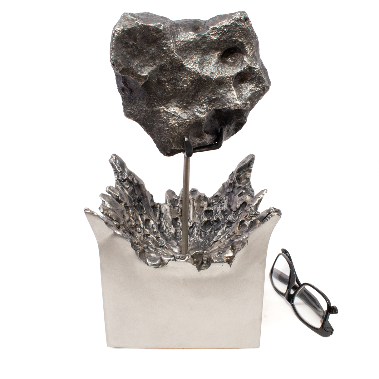 Campo de Cielo Meteorite on Custom Rotating "Impact" Stand (square) - From Argentina