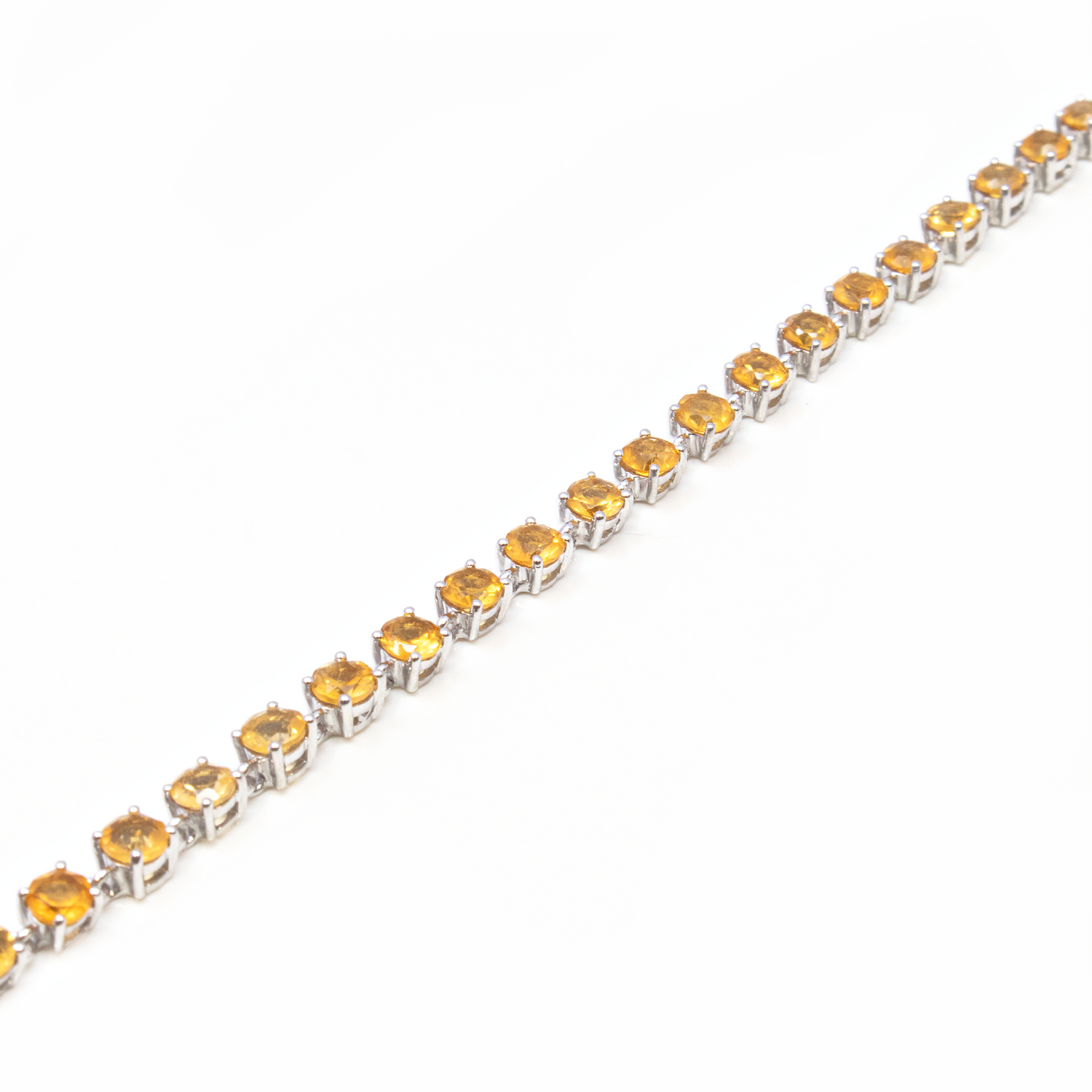 Faceted Citrine Link Bracelet - 24 4mm Rounds Prong Set with 925 Sterling Silver - Deep Orange Hue