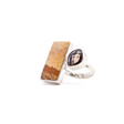 View of Picture Jasper Ring - Rectangle Cabochon with Faceted Smoky Quartz Freeform Set on 925 Sterling Silver Open Band szAdj