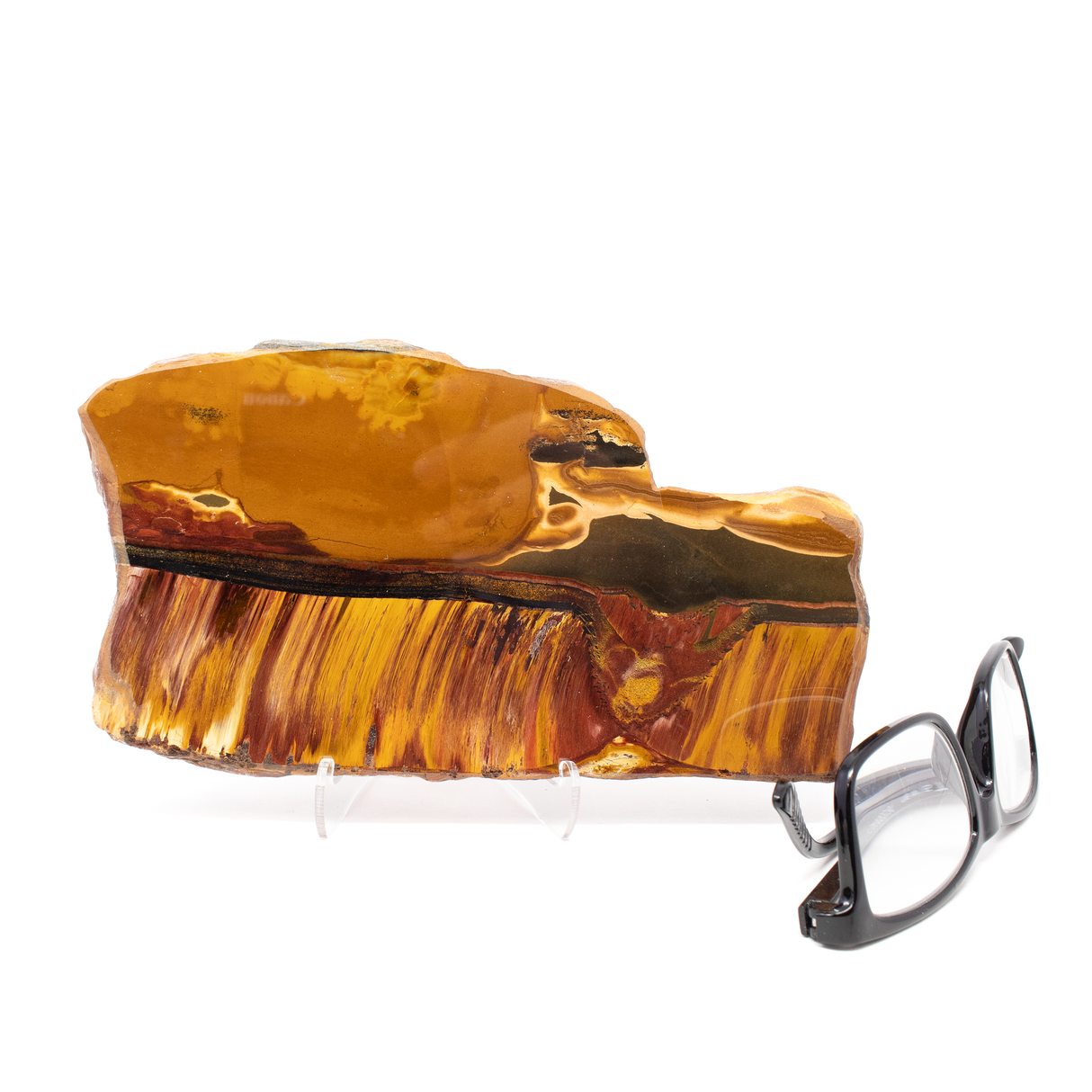 Mara Mamba Tiger Eye Slice - Freeform with Lucite Easel from Australia
