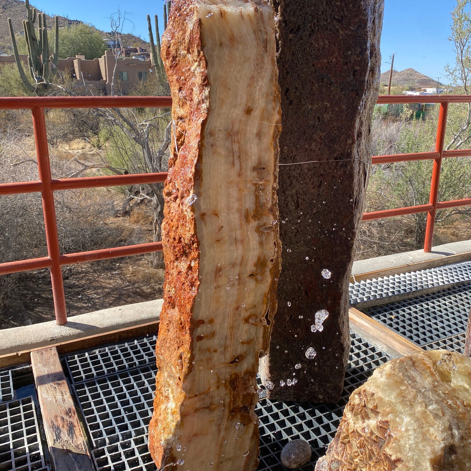 View of Tekkis Onyx Fountain - Pillar With 2 Cut Sides