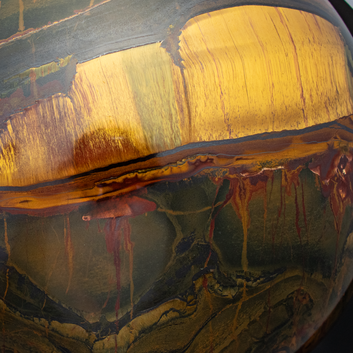 Marra Mamba Tiger Eye Sphere - Extra Large on Custom Stand with Theatrical Design
