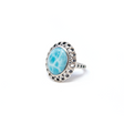 View of Larimar Ring - Oval Cabochon Set in 925 Sterling Silver Bezel with Pear Cutouts Around Edge & Band Top sz6