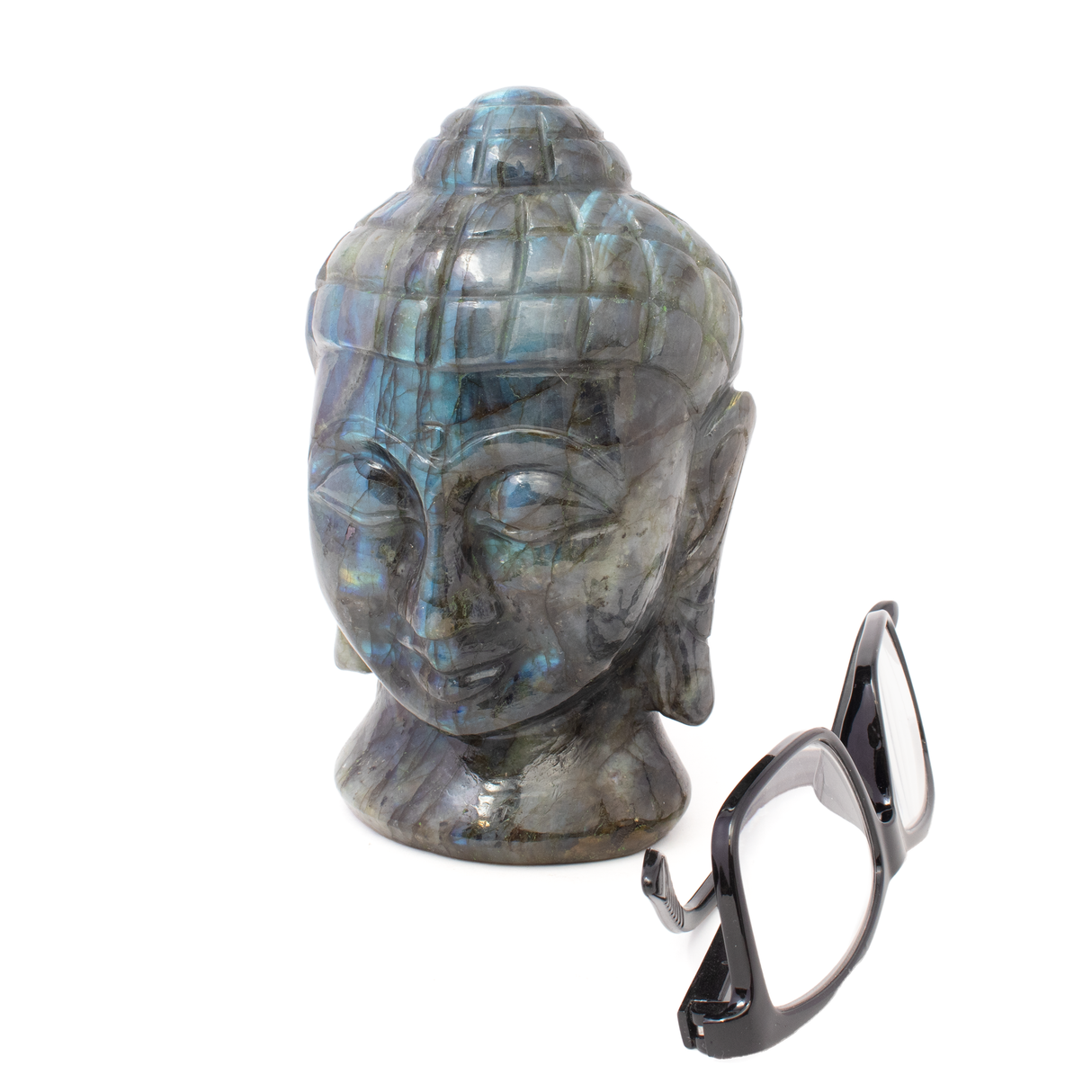 Labradorite Buddha Head Carving