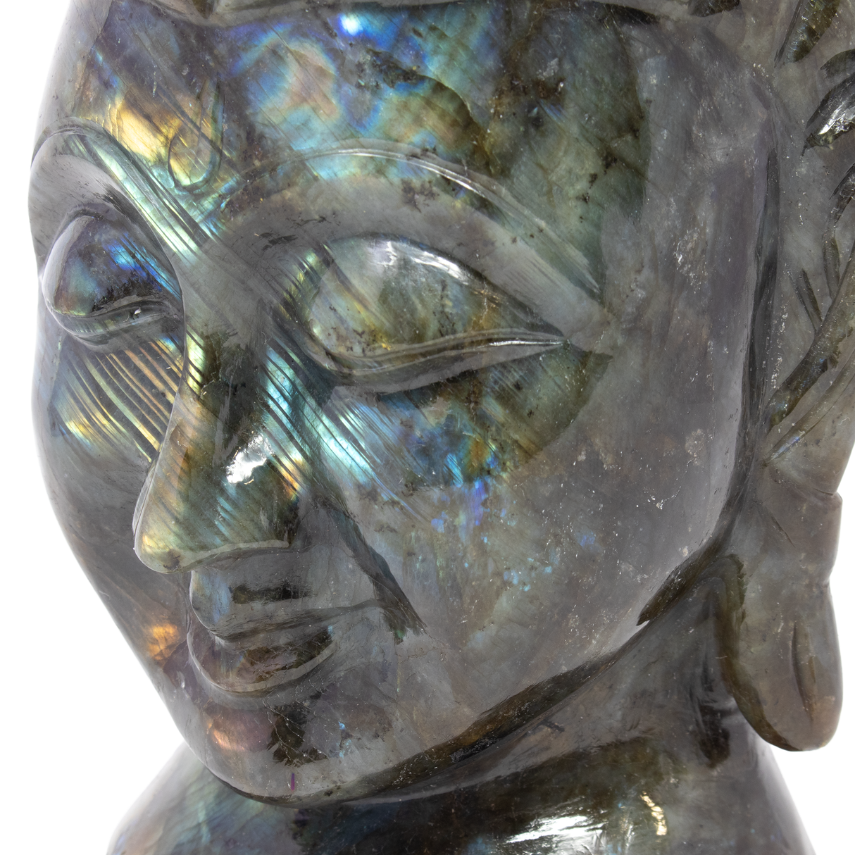 Labradorite Buddha Head Carving