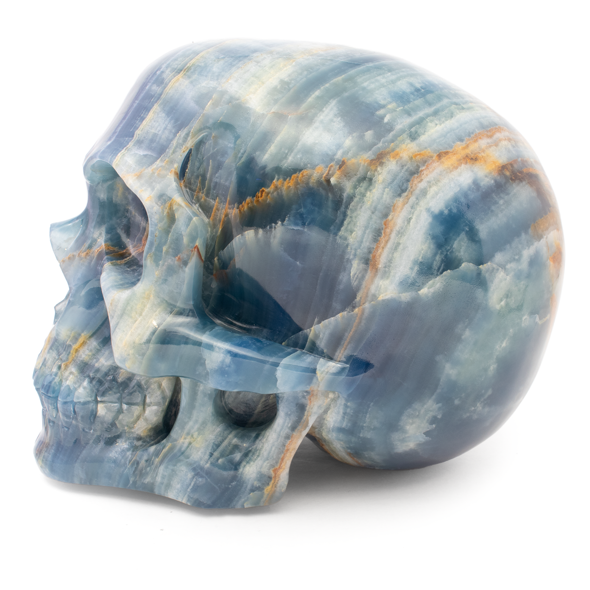 A+ Argentinian Blue Calcite Skull Carving - 8"+