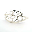 View of Freshwater Pearl Cuff - 4 Round Pearls Bezel Set in 925 Sterling Silver on Curved Cuff with Wavy Lines